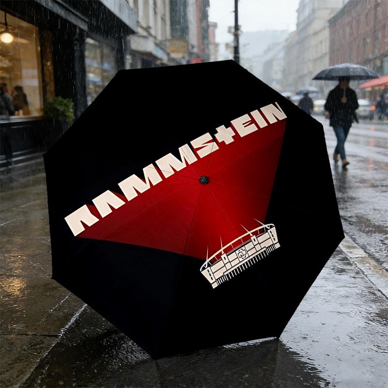 Rammstein Concert 8 Ribs 3Fold Black Glue Uv Protection Umbrella Sun Protection Rainproof Compact Folding Umbrella For Travel Daily Use C923980