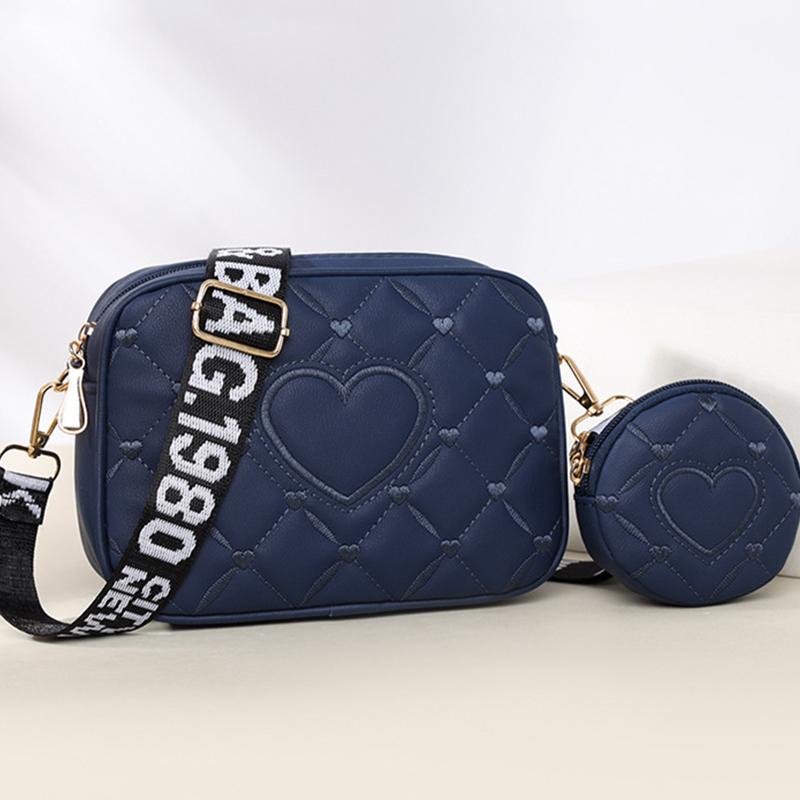 Women's Armpit Bag New Mother Two-piece Set PU Leather Texture Heart-shaped Pattern Crossbody Bag Small Shoulder Bag KTY