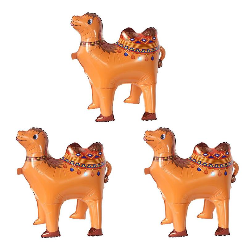 

3pcs 4D Walking Alpaca Camel Foil Balloons Jungle Animal Balloons Desert Camel Theme Birthday Party Decorations Home Decors Toys 70x65cm