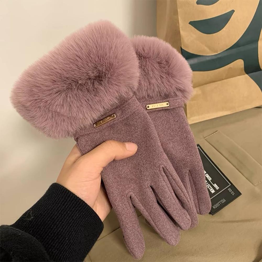 Warm  Gloves Winter Full Finger Mittens Fashion Women Furry Gloves  Ladies