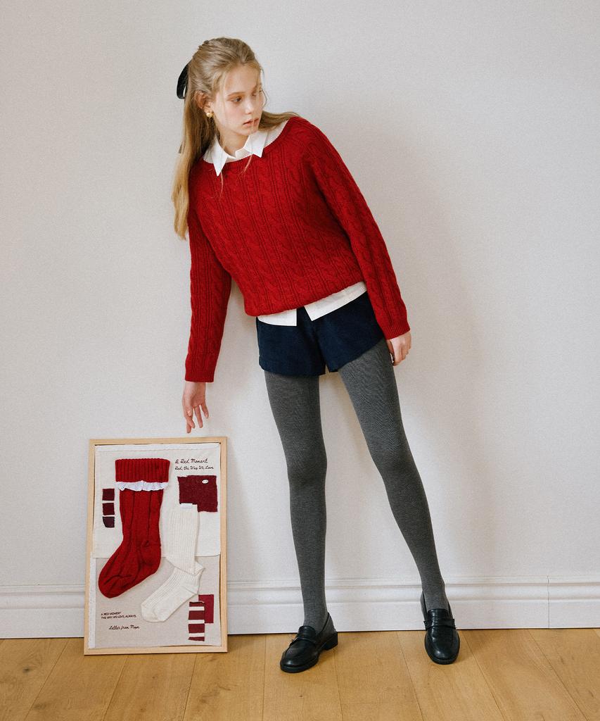 LETTER FROM MOON Dante Wollpullover mit U-Boot-Ausschnitt (rot)