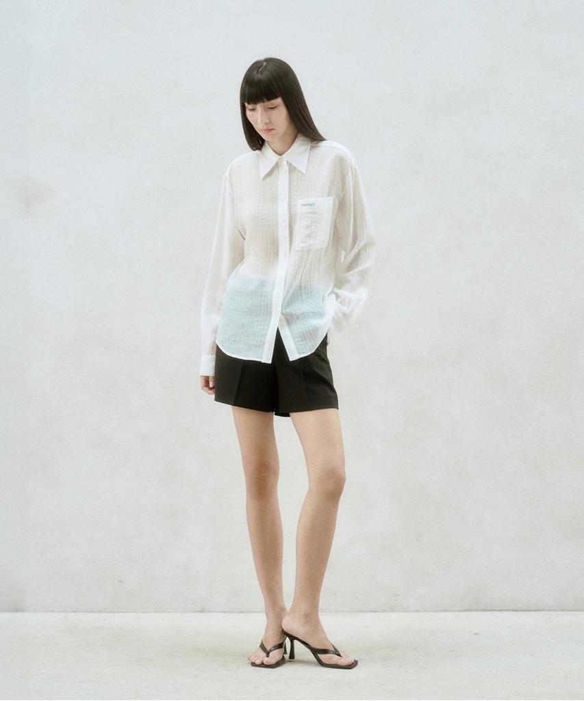 Rie Striped Sheer Shirts White