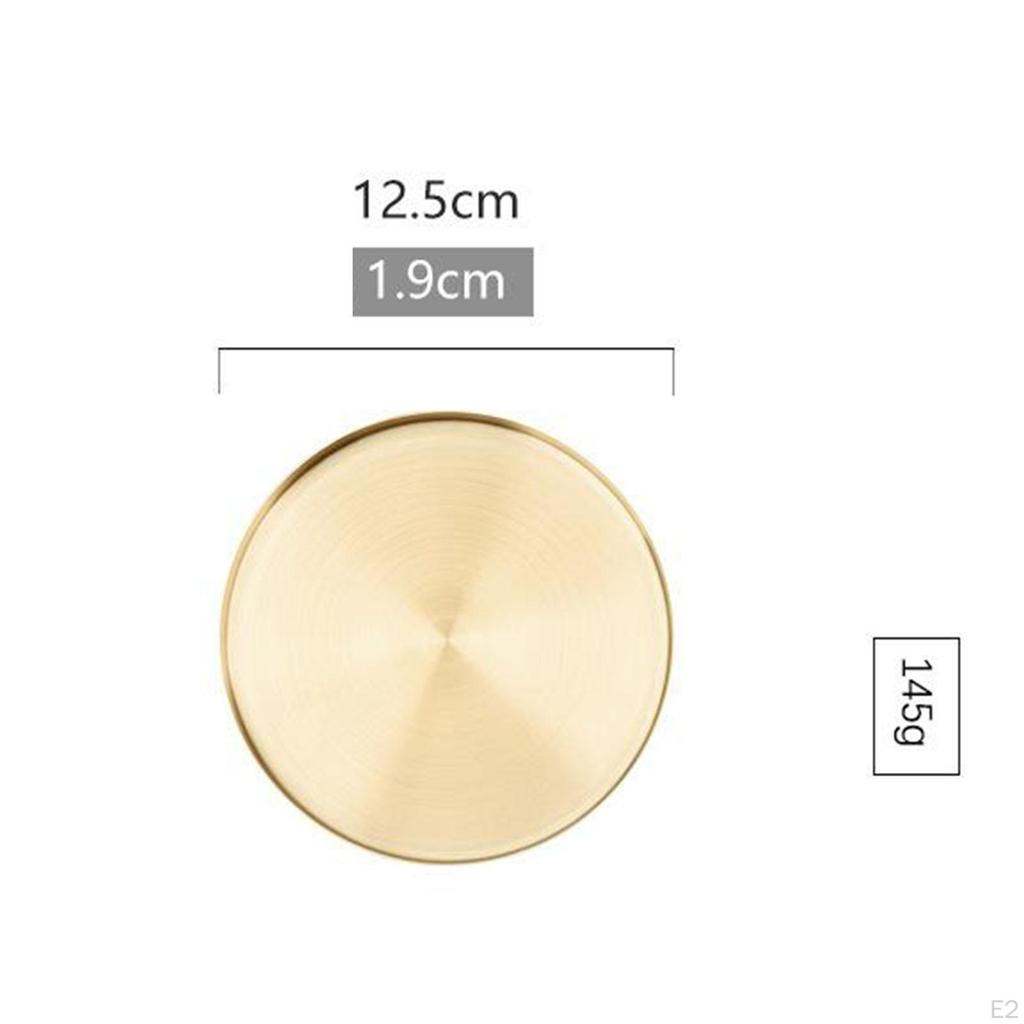 Gold Serving Tray, Round Tray Stainless Steel Platter Bathroom Sink Vanity Trays Cosmetics Jewelry