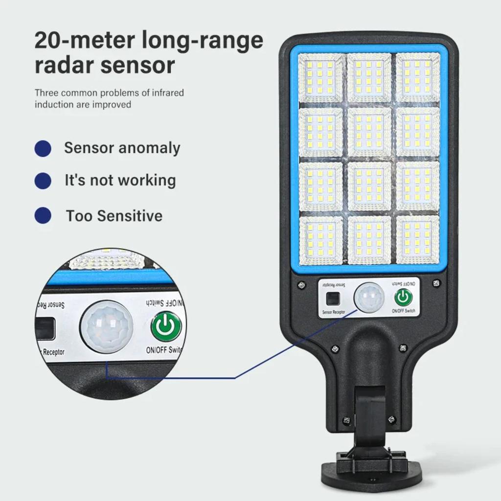 New High Power  Solar Lights 3 Lighting  Motion Sensor Solar COB Wall Lamp With Remote Control Outdoor Waterproof Street Lamp