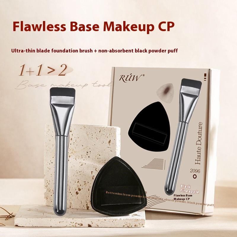 Ein-Wort Flachpinsel für Foundation Leichter Pinsel für flüssiges Make-up Mit Make-up-Schwämmchen Zubehör für Make-up-Werkzeuge
