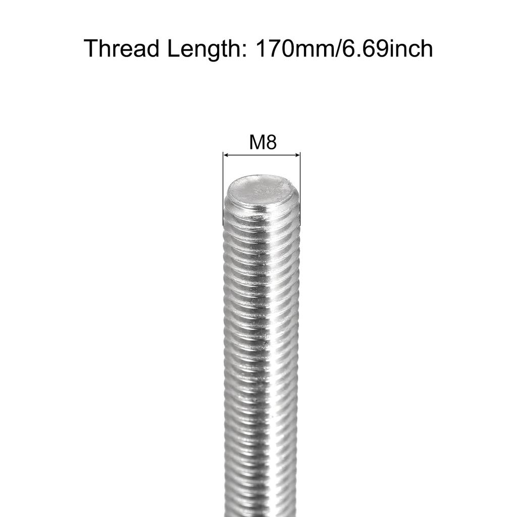uxcell Full Threaded Rod, Right Threaded Rod, Rod Stud 304 Stainless Steel, M8 X