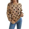 Autumn Winter Casual Color Block Polka Dot Long Sleeve Pullover Sweater Women's Fashion