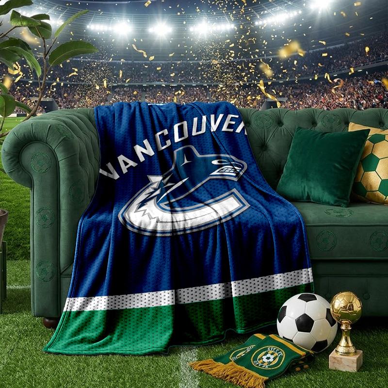 Hockey Team Vancouver-Canucks Throws Blanket Flannel Blankets Plush for Couch Bed Gifts for Men Women Travel picnic blanket Christmas fan gifts