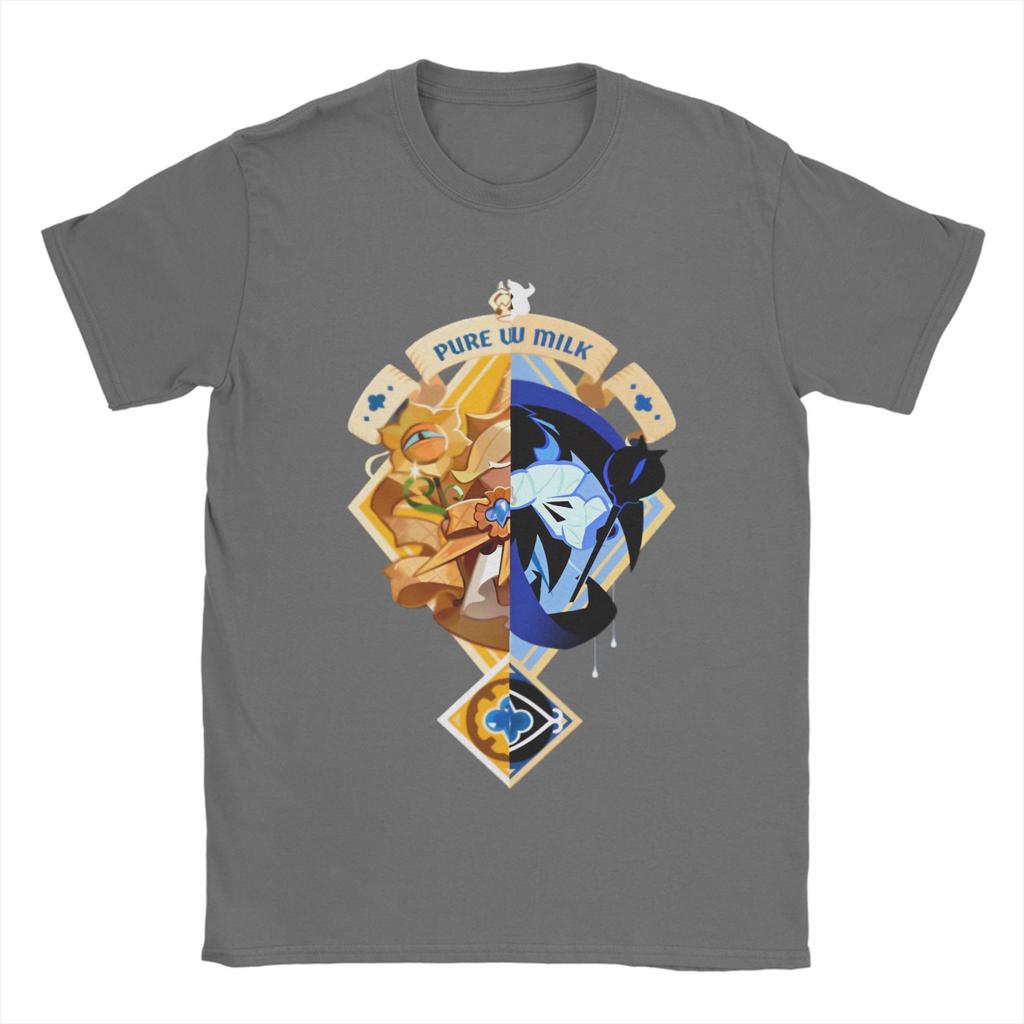 Shadow Milk Cookie TShirt for Men Cookie Run Kingdom Awesome Pure Cotton Tees Crewneck Short Sleeve T Shirts Clothing