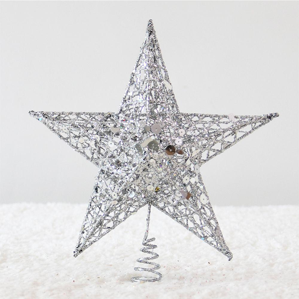 Home Navidad Glitter Iron Gold Christmas Decoration Christmas Tree Top Star Tree Ornaments