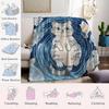 Cat & Fish School Flannel Blanket Warm Soft Halloween Christmas Couch Warm Cozy Decorative Decor Gift for All Season