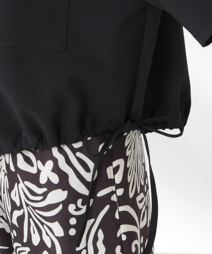 Nano Universe Drawstring Ribbon Cropped Hem Soccer Shirt be paired with other F 010 Black Women's (Can items) 673-5121322