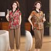 High-End Plus-Size Summer Fashion Set: Flattering Elastic Two-Piece T-shirt & Shorts for Middle-Aged & Elderly Women