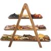 Wooden Fruit Tray for Serving Food Decorative Snack Plates Kitchen Storage Organizer Rustic Wooden Dish for Snacks Bread Dessert