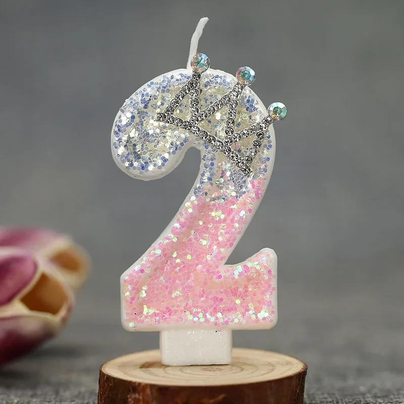 3D Zahlen Geburtstagskerze Rosa Glitzer Einhorn Kuchen Dekoration Party Jubiläum Kuchen Deko für Kuchen Kindergeburtstagskerze