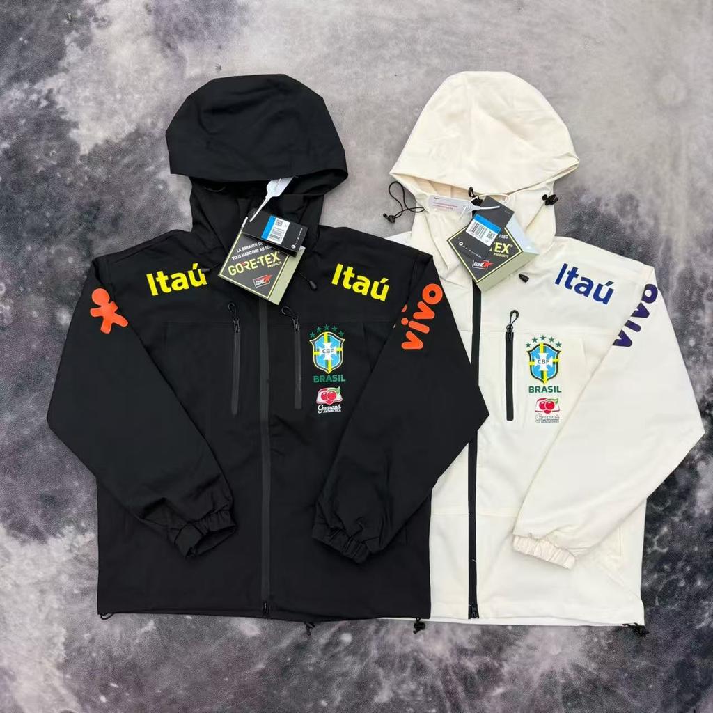 Brasilien lädt Neymar mit den gleichen Fußball-Halbzug-Trainingsanzügen für Herren und Damen, Trenchcoats mit Fleece und dünnen Kapuzenjacken auf