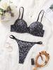 Lingerie sexy europea e americana set reggiseno e perizoma stampa leopardo set intimo comodo push-up