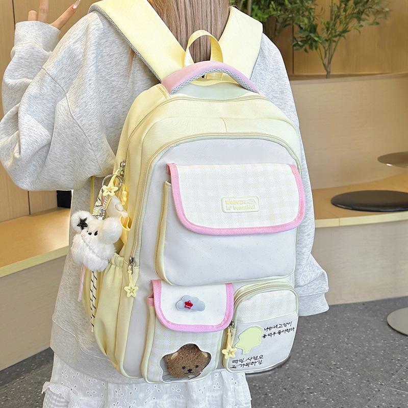 Schoolbag New Schoolbag High Value Dopamine Cute Girl Backpack Campus Junior High School High School Students Large Capacity Backpack