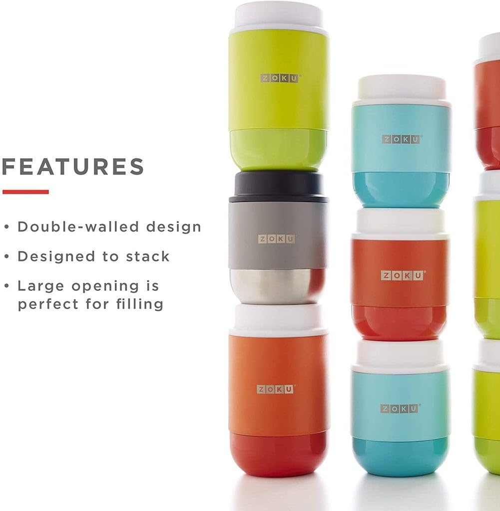 ZOKU Teal Food Insulates Keeps Food Hot or Colorful Food Convenient for Outdoor and Teal Jar, 295ml, Food, Cold, Jar, Travel, Activities, Lunchboxes,