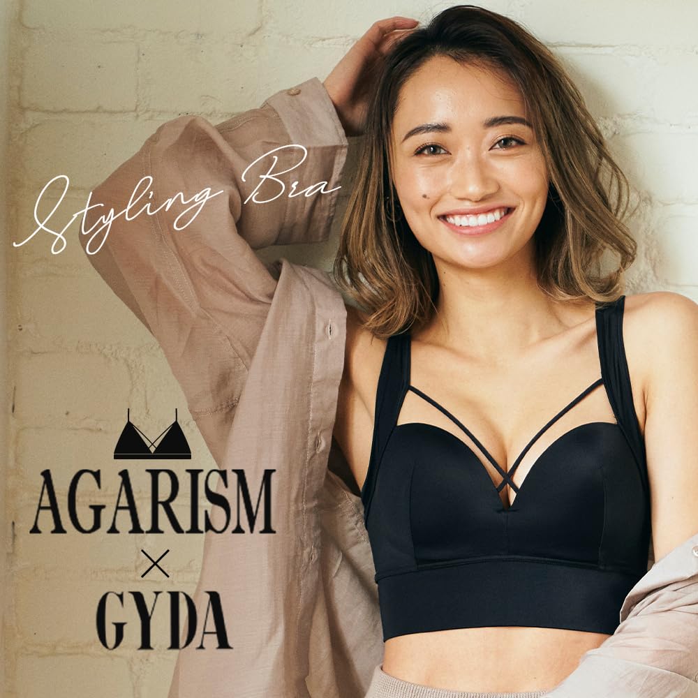 GYDA Up Me Styling M Night Day and Night Large Night High Side High Side Sports Beautiful Small Bust Corrective Underwear [AGARISM] Bra, Black, Size,