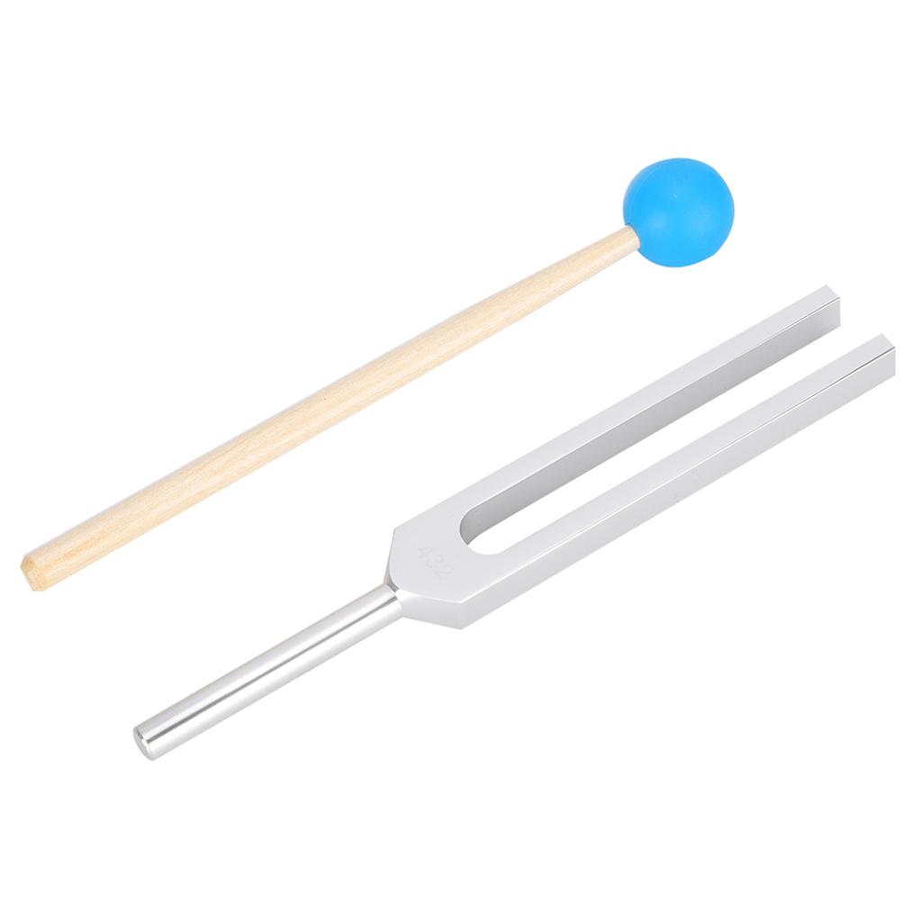 432HZ Aluminum Alloy Tuning Fork Wood Hammer Sound Healing Therapy Tool Set