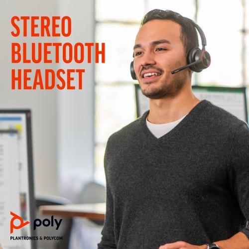 Poly Voyager 4320 UC Stereo Wireless Headset, Bluetooth, USB-A,+BT700 dongle, +Charging Stand, Black