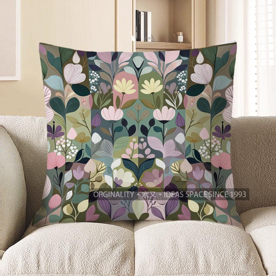 

2D Floral Patchwork Pillowcases For Stylish Home Pattern Cushion Cover Suitable For Sofa Bedroom Car Pillow Cover 40x40cm