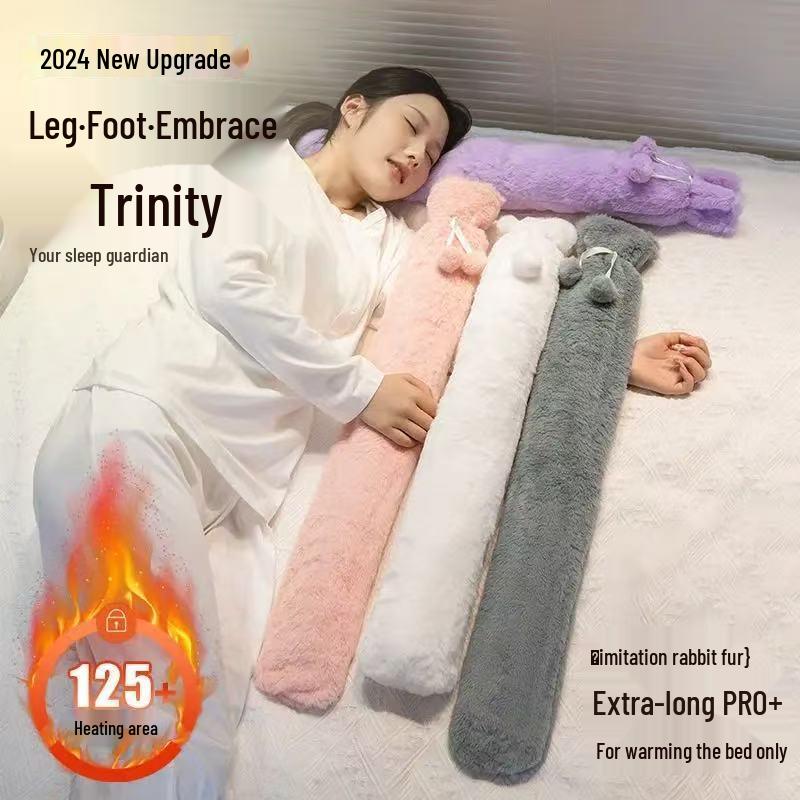 Long Hot Water Bottle with Removable and Washable Imitation Down Filling - Unisex Bed and Belly Warmer.