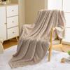 Faux Rabbit Plush Blanket Thick Soft Nap Throw Quilt Double Layer Grid Pattern for Students Home Bed