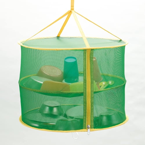 Aimedia Compact Foldable Drying Net, 2-Tier Foldable Drying Net, 42cm, for Dried Fish, Drying Basket, Drying Net, for Dried Vegetables, Dried Fruits,