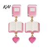Fun Back to School Jewelry 1 Pair Teacher Earrings for Women, Cute 2D Acrylic Crayon Pencil Backpack Dangle Number Alphabet Earrings, First