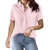 2026 Spring/Summer New Women's Fashion Printed Striped Cardigan Top Casual Stylish Short Sleeve Shirt for Women