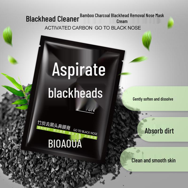 BIOAQUA Bamboo Charcoal Blackhead Remover Nose Mask for T-Zone Care, Skin Cleansing, and Pore Minimizing.