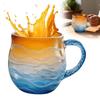 350ml Handmade Sunset Ocean Glass Cup Afternoon Tea Office Mug Unique Design Orange Gradient Blue Sending Spoons