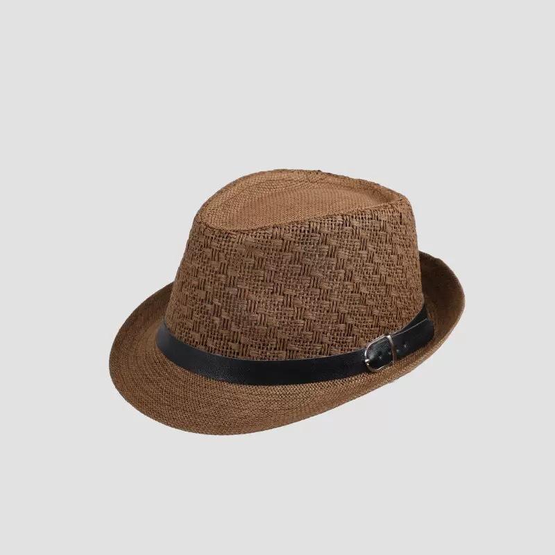 

Linen Top Hat Men s Jazz Hat Sun Protection Elderly Man Curled Vintage Panama Straw Hat British Sun Hat M（56-58cm）