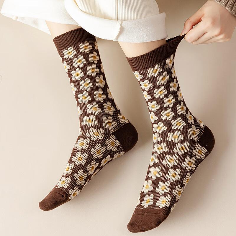 XUEXIMAN Women's Socks, Retro Meilade Mid-Calf Socks, Slouchy Socks, Sweat-Absorbing And Odor-Resistant Cotton Socks, Women's Long Socks, Ethnic Style