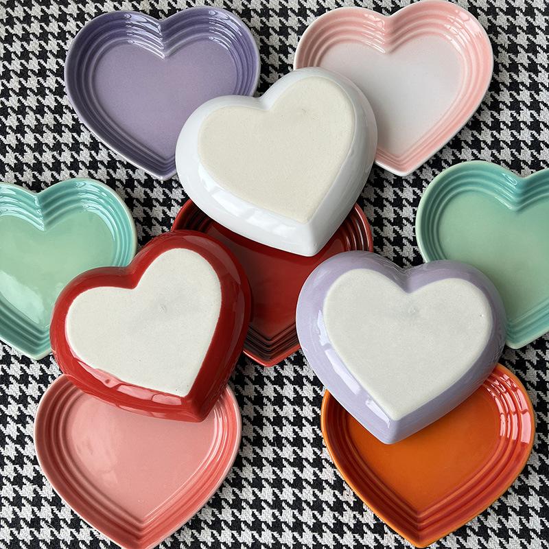 Ceramic Cat Bowl Extra Heart-Shaped Wide Anti Vomiting Stress Free Design12Cm Durable Ceramic Pet Bowl For Small Cats Dogs