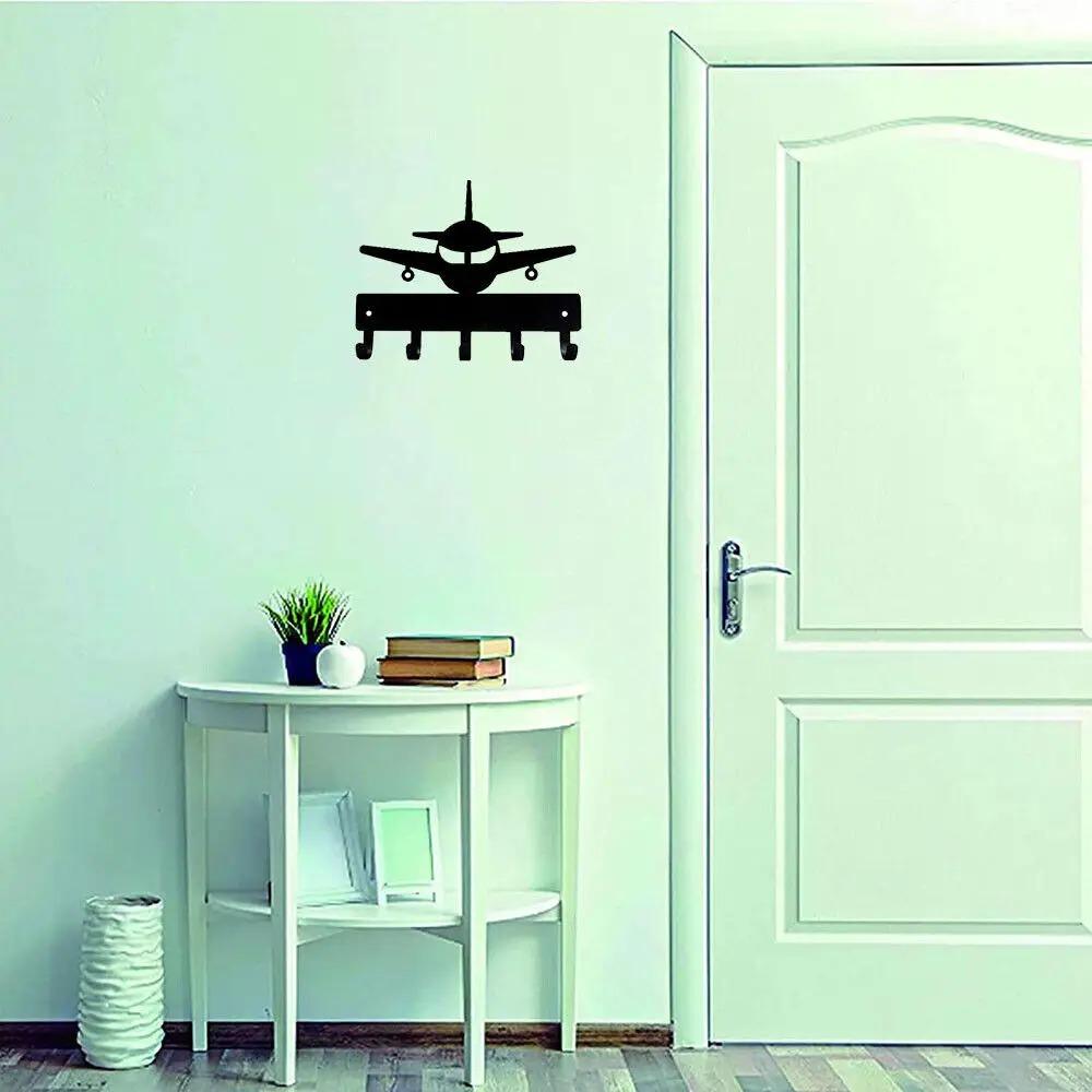 1pc "Airplane #1 Key Rack Hanger - 6 Inch Wide Metal Wall Art for Aviation Enthusiasts