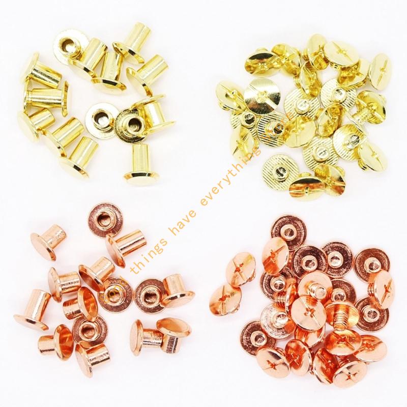 50Pcs Leather Rivets Studs Set Heavy Duty Iron Metal Screws Rivets for Handmade Bag Clothing Repair Sewing Craft Project 55KF