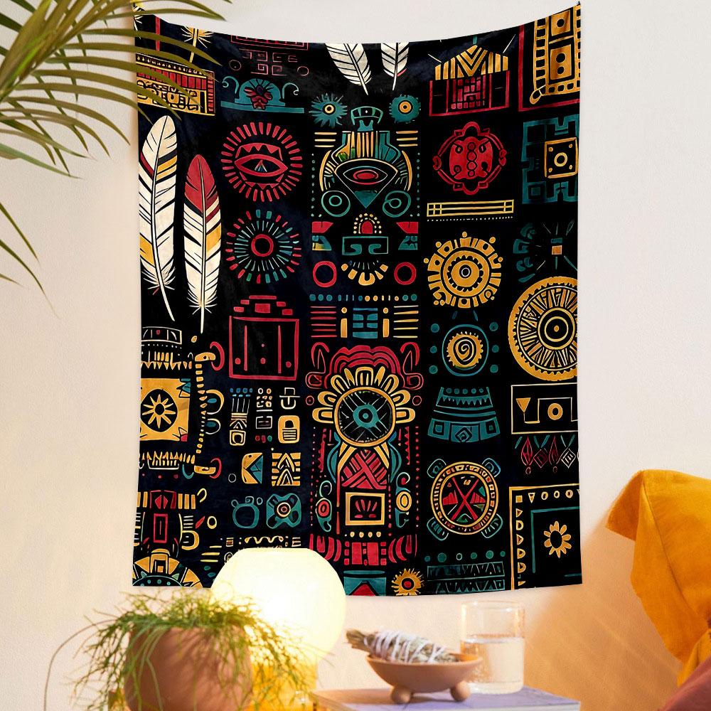 "Tribal Pattern Tapestry Art Design" Patterned tapestry home decor, suitable for bedroom and living room, gift