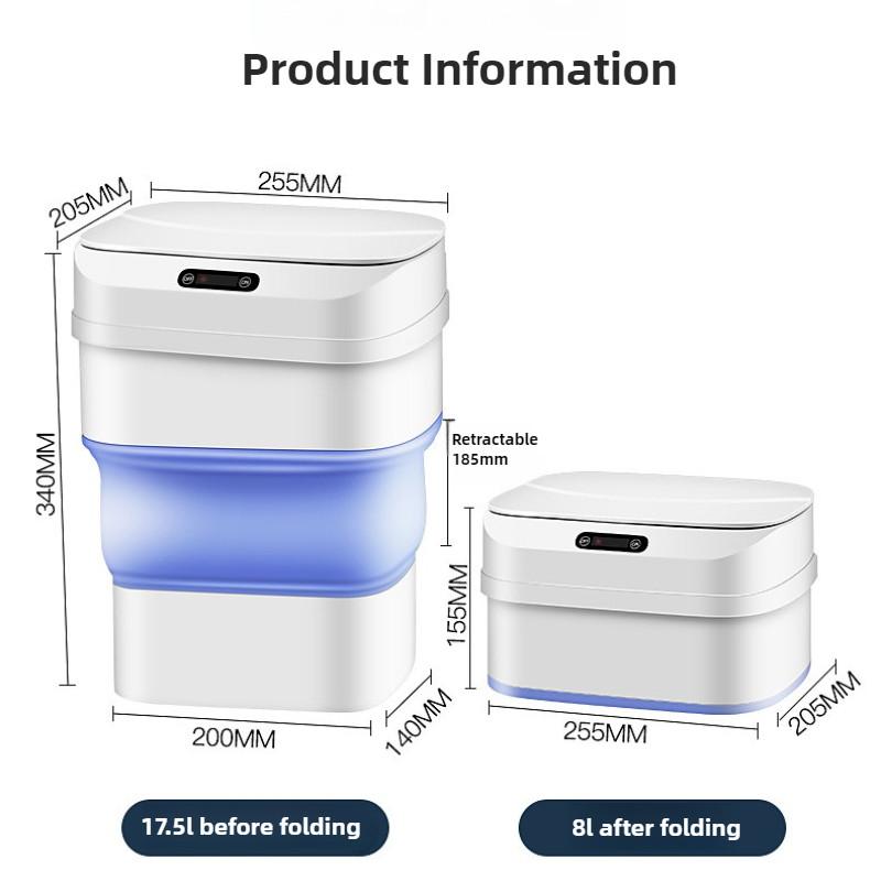 17.5L Large Capacity Household Intelligent Induction Folding Garbage Can Living Room Kitchen Automatic Garbage Storage Bin