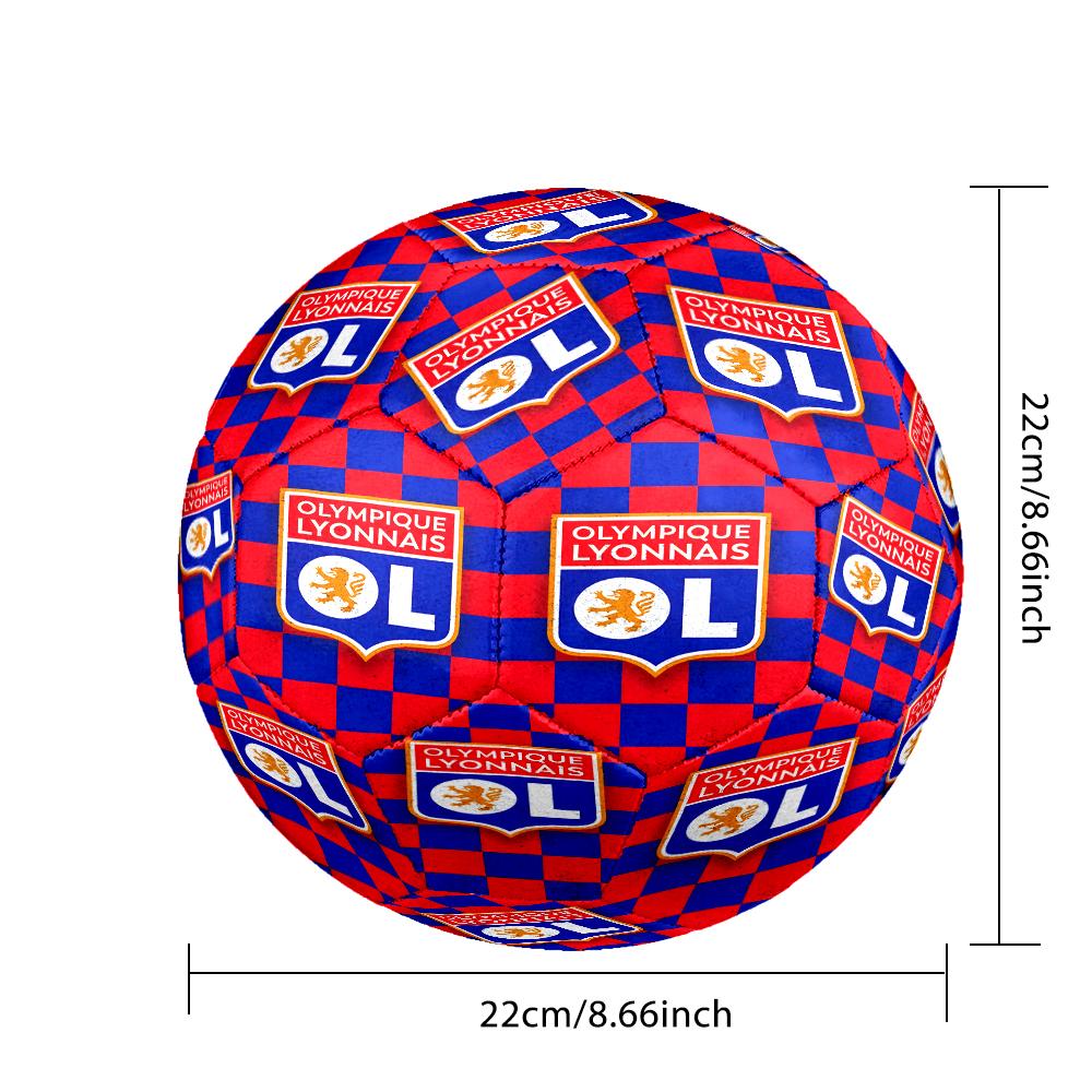 Olympique Football Crest Size 5 Soccer Balls, Anti-Slip, Protective Football, Outdoor Sport, a Unique Gift Suitable for Him/her, Birthdays