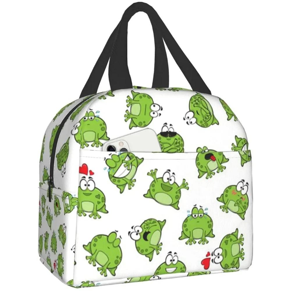 Zabawna Urocza Żaba Zwierzę Torba na Lunch Podróżne Pudełko Praca Bento Termiczna Wielokrotnego Użytku Torba Piknikowa Pudełka Izolowane Torby na Zakupy dla Kobiet Mężczyzn