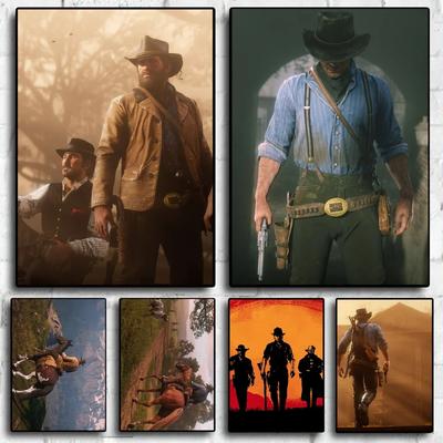 1 adet Red Dead Redemption 2 Poster Posterler Tuval Tablolar Ev Oda Bar Kafe Dekor Sanat Duvar Tablosu Resim