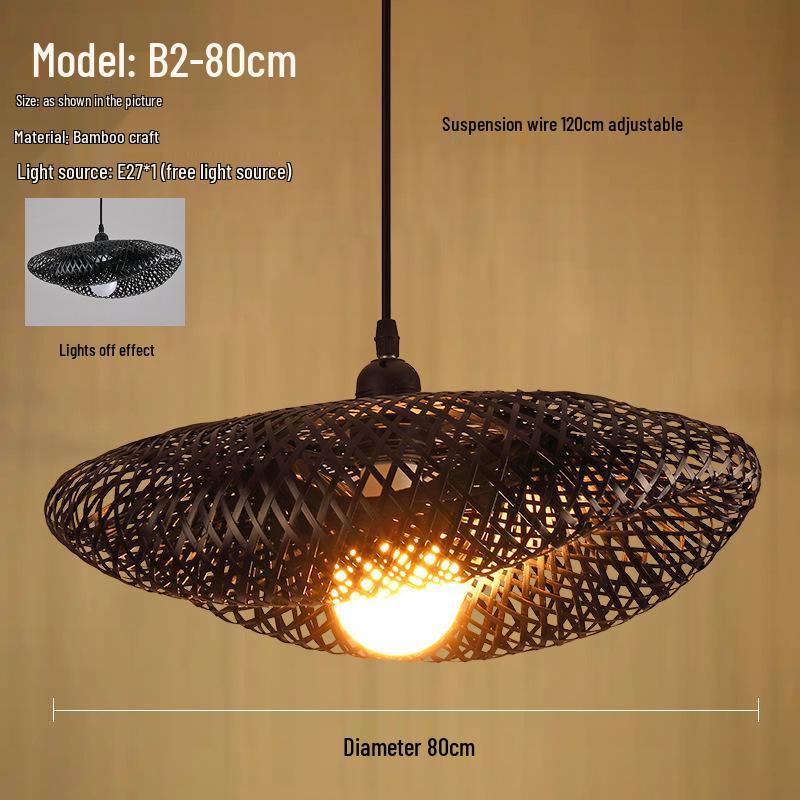 Bamboo Zen Pendant Light: Artistic Bamboo Weave Lantern for Tea Rooms and Tables