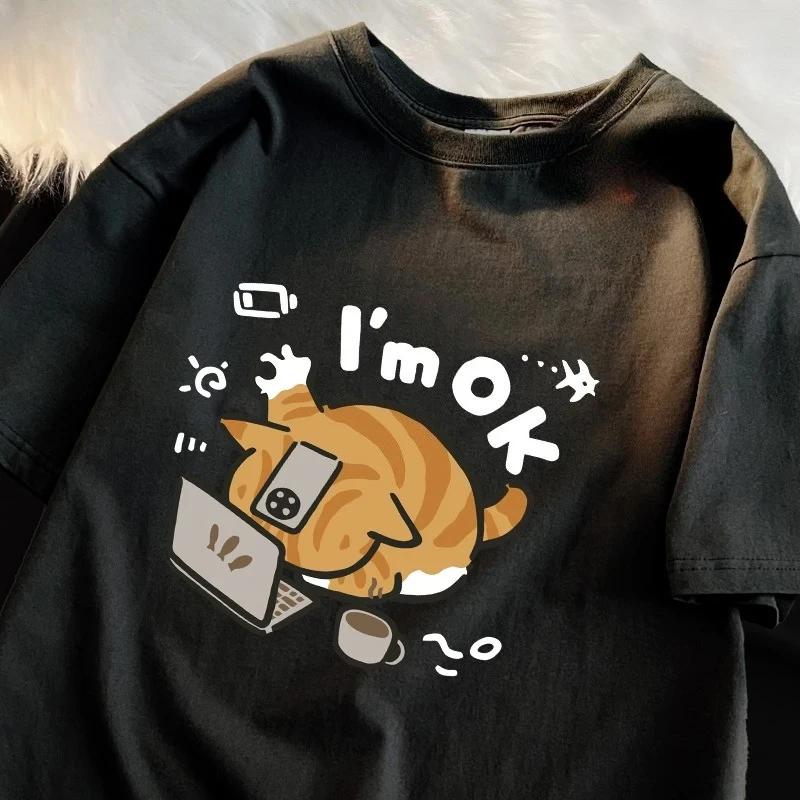 

Breathable oversized t shirt The Little Orange Cat Thinks It Can Still Hold on Print Women TShirts Soft Clothes AllMatch Tops 4XL