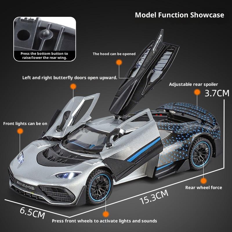1:32 Scale Amg One Sports Car Model - Alloy Diecast Vehicle With Opening Doors Sound Light Effects Pull Back Power Kids Toy Car