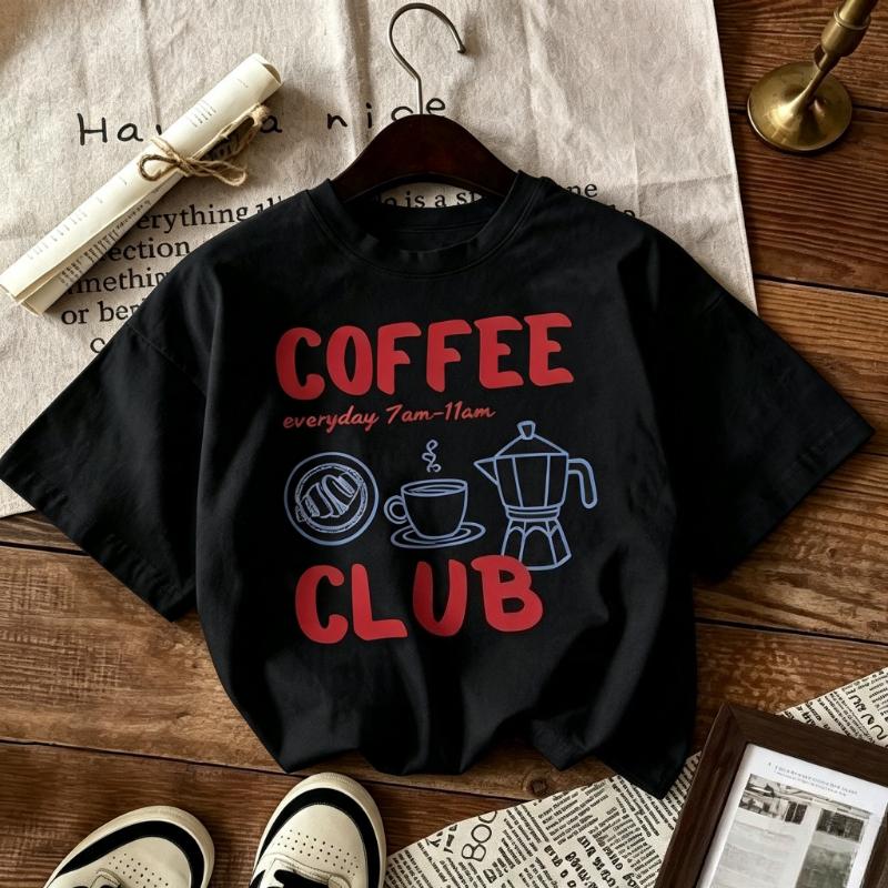 Y2k Streetwear Tops Creative Coffee Club Everyday 7am 11amprint Unisex T Shirts Allmatch Unisex Tshirt Casual Oneck Top Summer