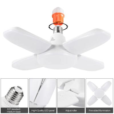 E27 LED Bulb Fan Blade Lamp AC85-265V 28W Foldable Led Light Bulb Lampada For Home Ceiling Light Small Garage Light