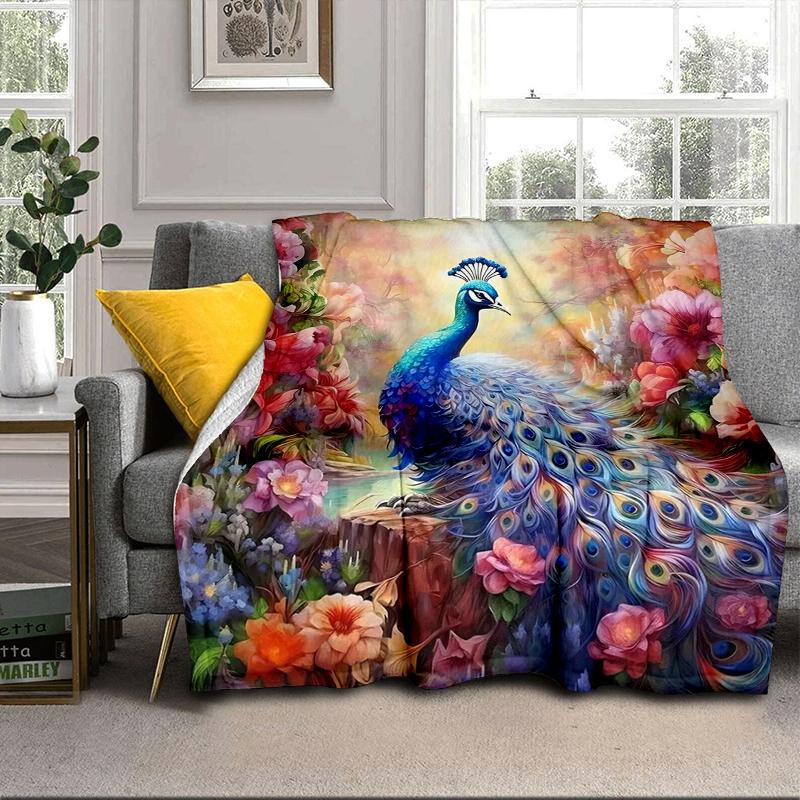 Peacock In The Rain Blanket Flannel Blanket Throw Blanket Sofa Cover Blanket Soft Premium Blanket Picnic Blanket Tv Blanket Gifts